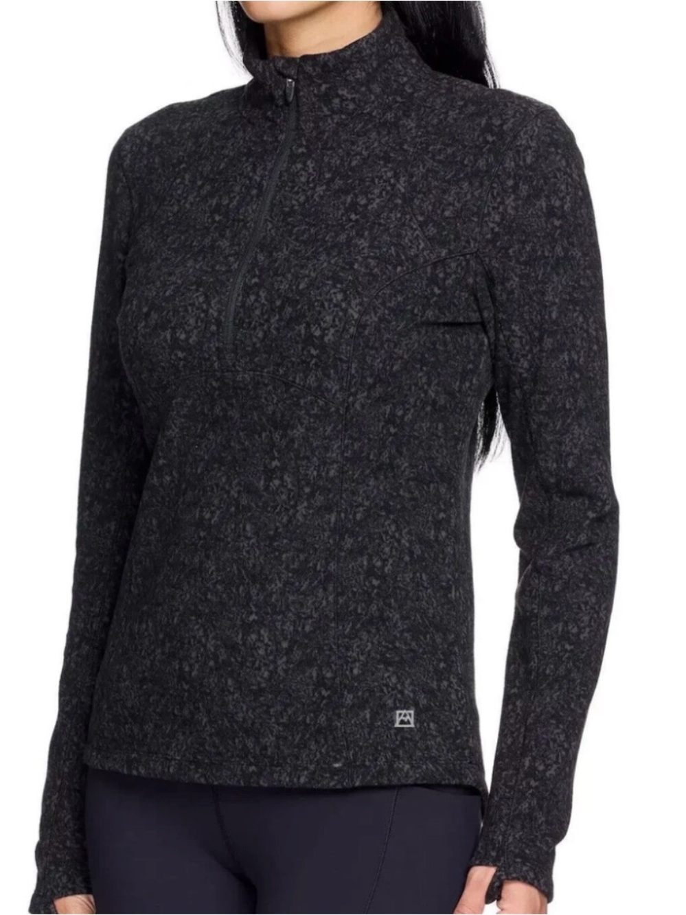 Spyder Heathered Black Half-Zip Mock Neck Pullover